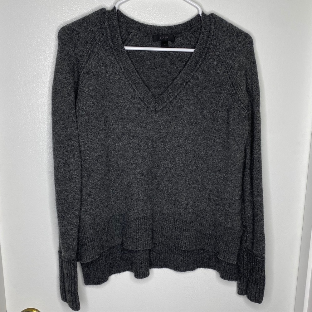 Gray Relaxed Fit V-Neck Sweater | J. Crew